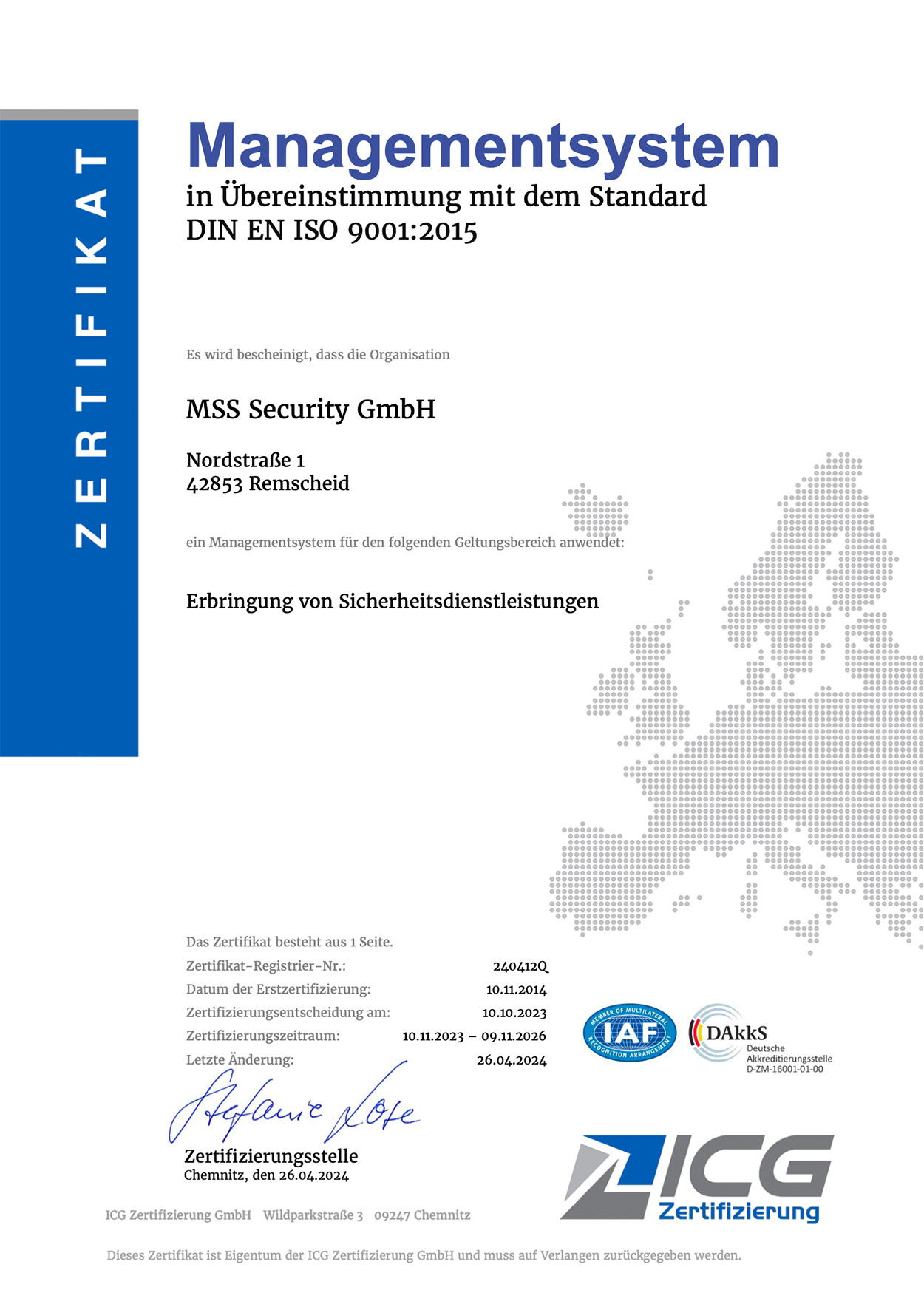 Managementsystem, MSS Security GmbH